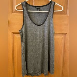 DKNY grey tank with faux leather piping XS